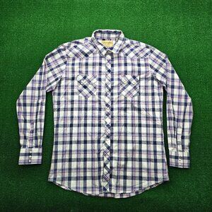 Wrangler Retro‎ Shirt Mens 2XLT Plaid Button Up Long Sleeve Western Pearl Snap